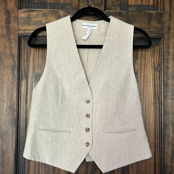 Apiece Apart Cecilia Vest in Flax - Picture 2 of 5